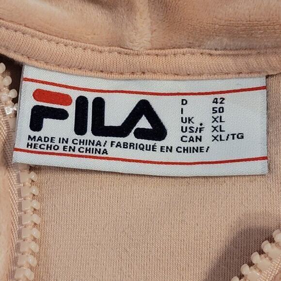 FILA Misty Rose Velour Quarter Zip Pullover Hoodie‎ Women's Size XL - Picture 11 of 16